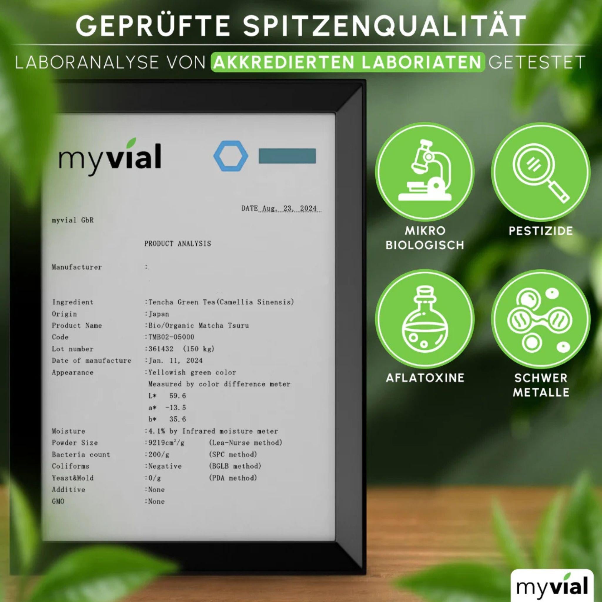 Bio Premium Matcha Pulver aus Japan - 100g - myvial - Bio - chai - EU Bio - montcalia.ch