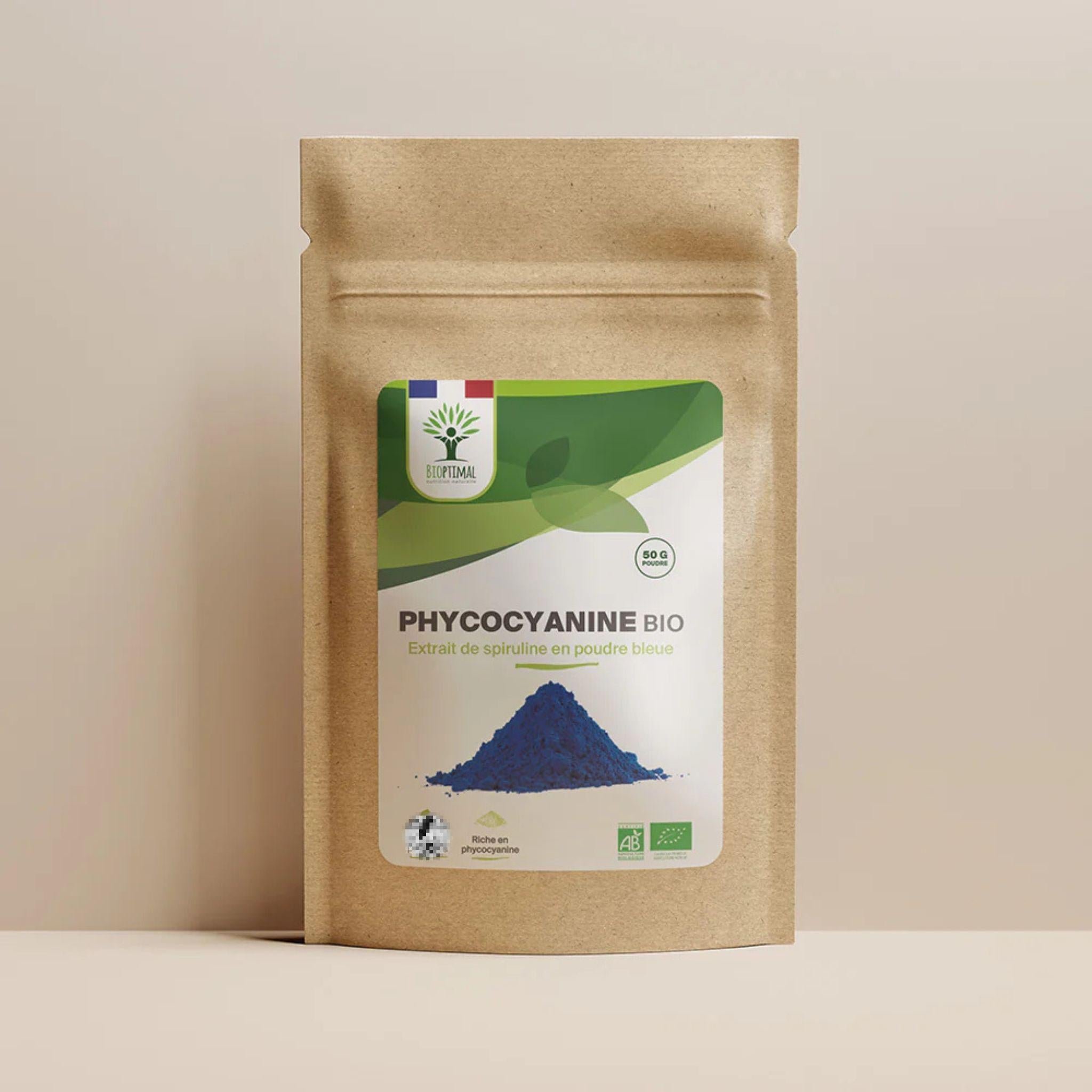 Blaues Spirulina - Extraktpulver Bio - 50g - Bioptimal - Algen - Bio - blau - montcalia.ch