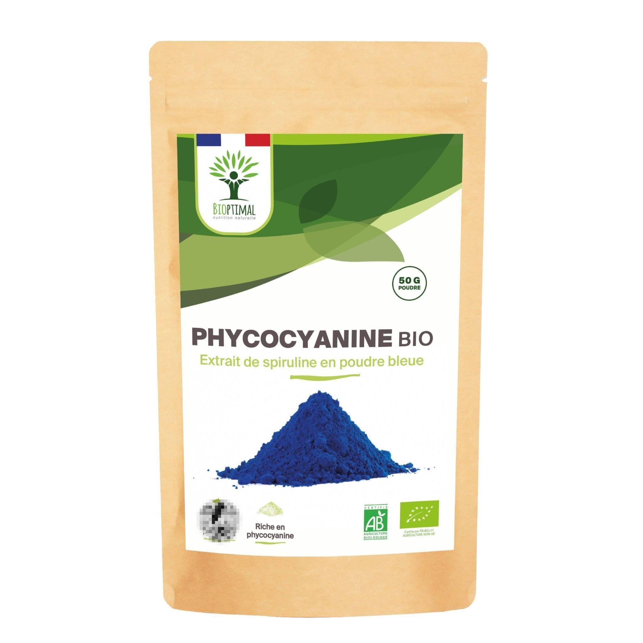 Blaues Spirulina - Extraktpulver Bio - 50g - Bioptimal - Algen - Bio - blau - montcalia.ch