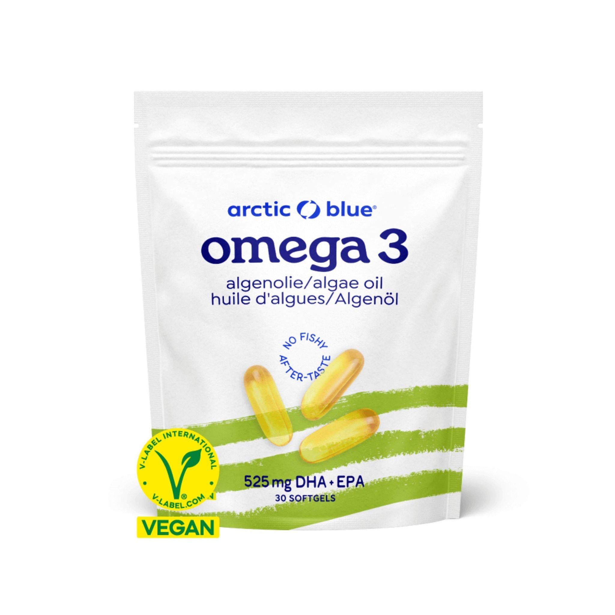 Omega 3 Algenöl Vegan DHA & EPA - 30 Kapseln - Arctic Blue - Alaska - Seelachs - Algenöl - Cod liver oil - montcalia.ch