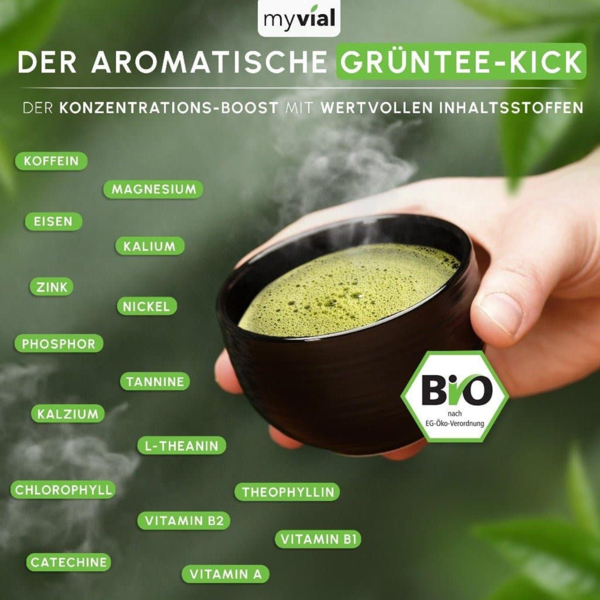Bio Premium Matcha Pulver aus Japan - 100g - myvial - Bio - chai - EU Bio - montcalia.ch