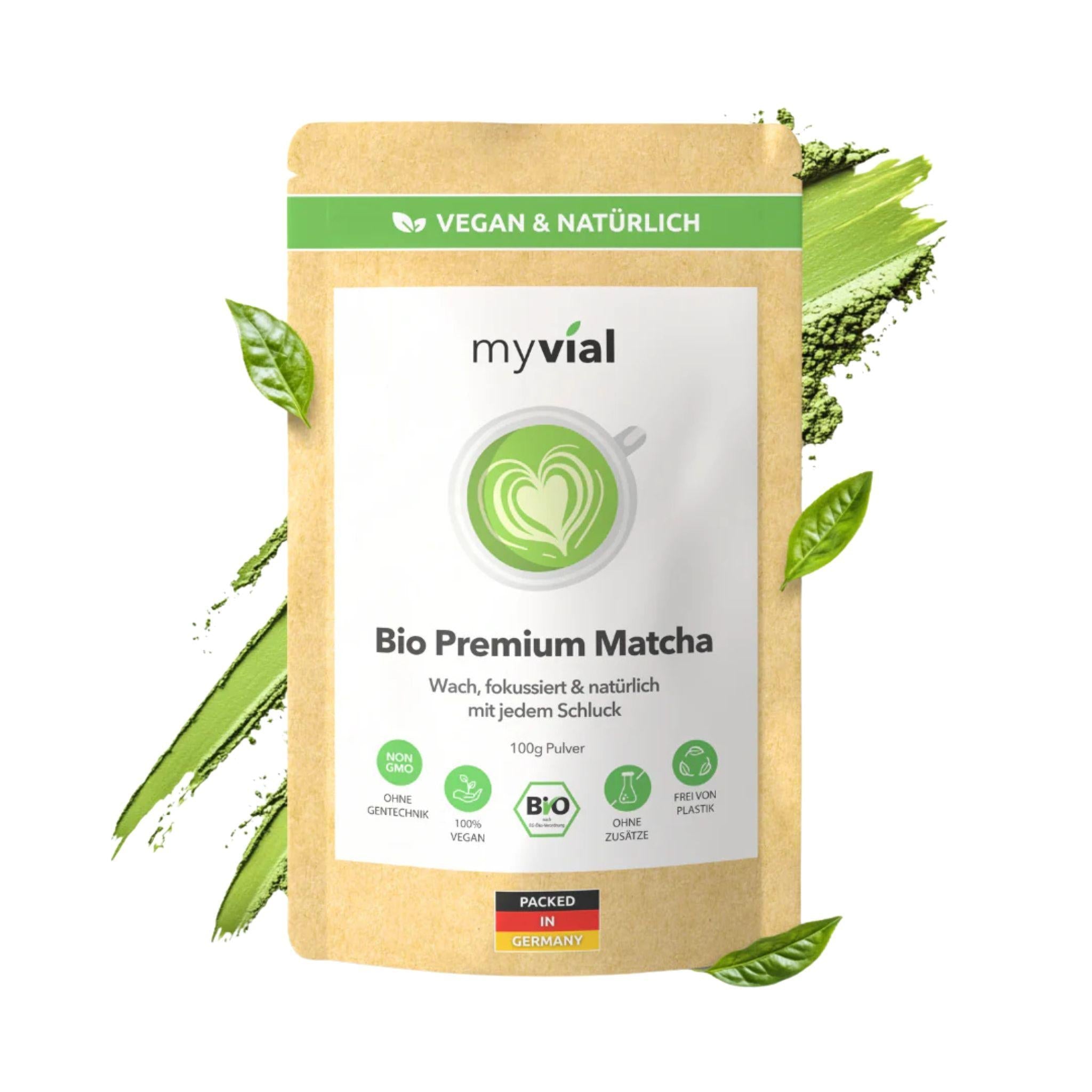 Bio Premium Matcha Pulver aus Japan - 100g - myvial - Bio - chai - EU Bio - montcalia.ch